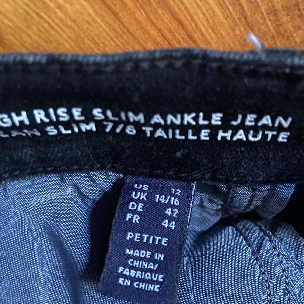 Lands End High Rise Slim Ankle Jeans 7/8 Length Size 12 Petite Black Denim - Picture 11 of 13